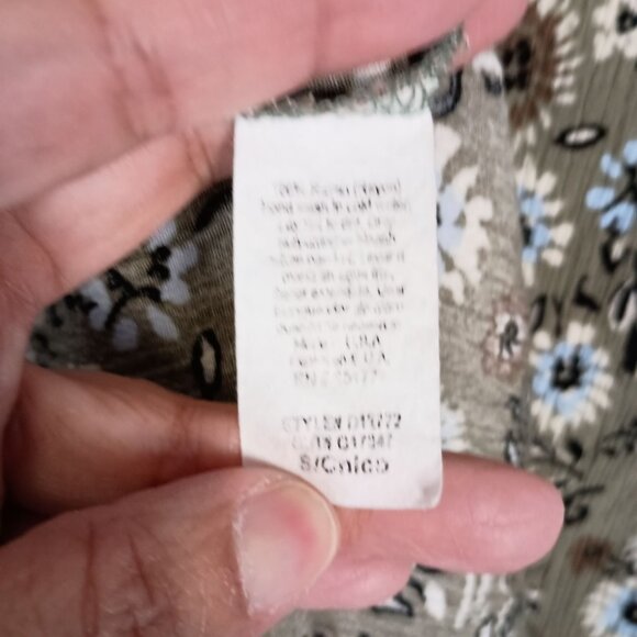 G.I.L.I. Green Floral Smocked Jersey Shift Dress Flared Sleeve S - Picture 4 of 7